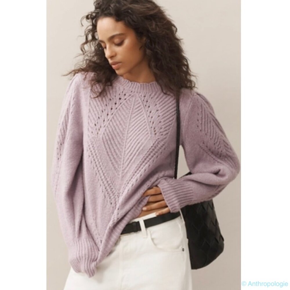 NWT By Anthropologie Scalloped Collar Sweater in Lilac (Fits Smaller)